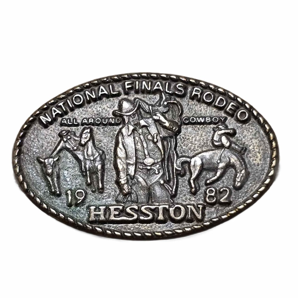 Vintage 1982 Hesston National Finals Rodeo All Around Cowboy Lapel Hat Pin J8